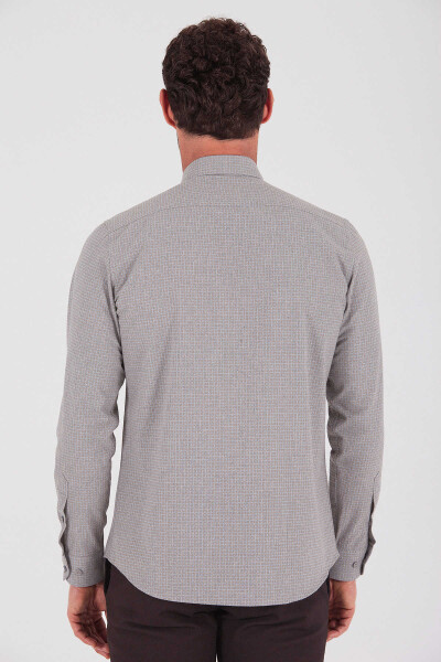 Desenli Slim Fit Bej Gömlek - 4
