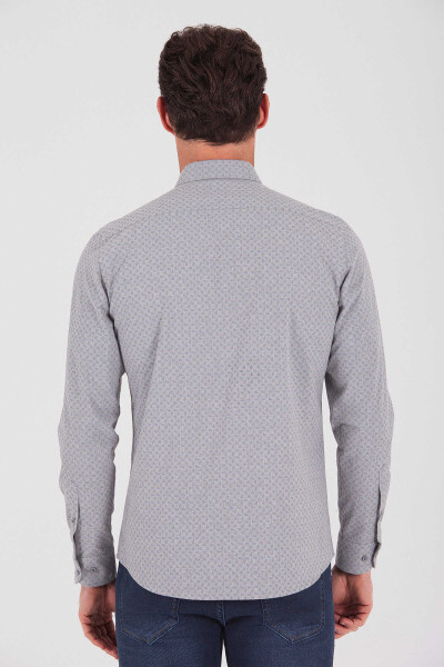 Desenli Slim Fit Bej Gömlek - 4