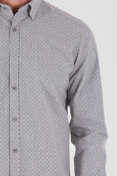 Desenli Slim Fit Bej Gömlek - 5