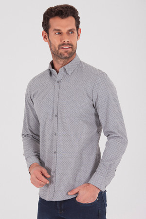 Desenli Slim Fit Bej Gömlek - 6