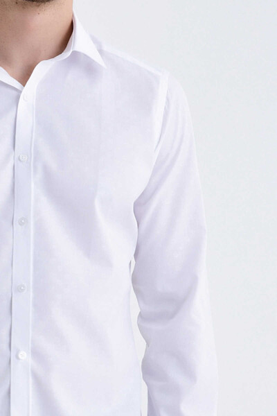 Desenli Slim Fit Beyaz Gömlek - 5