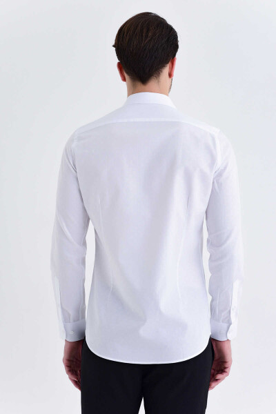 Desenli Slim Fit Beyaz Gömlek - 4