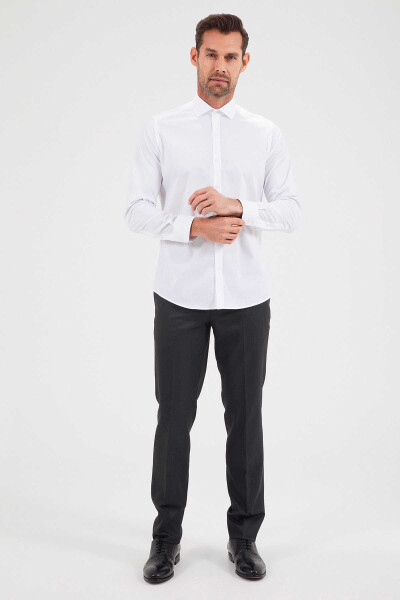 Desenli Slim Fit Beyaz Gömlek - 2