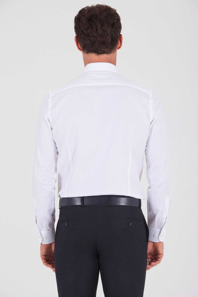 Desenli Slim Fit Beyaz Gömlek - 3