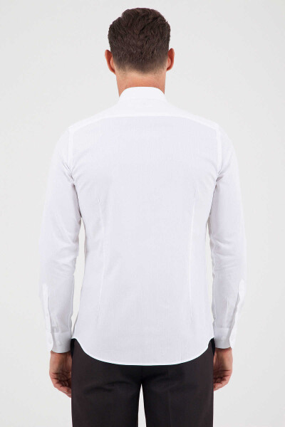 Desenli Slim Fit Beyaz Gömlek - 5