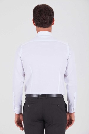 Beyaz Slim Fit Desenli Gömlek - Thumbnail