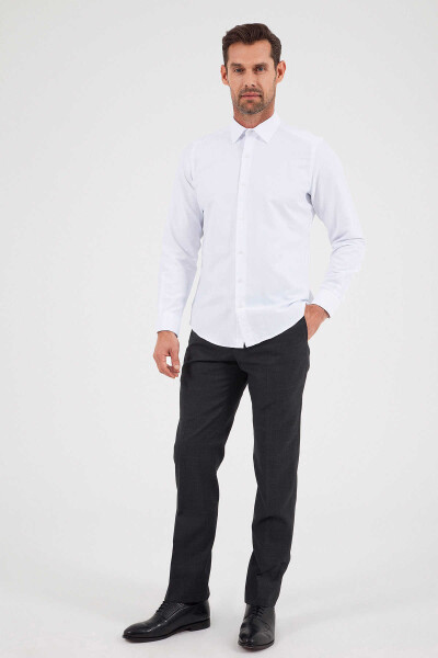 Desenli Slim Fit Beyaz Gömlek - 2