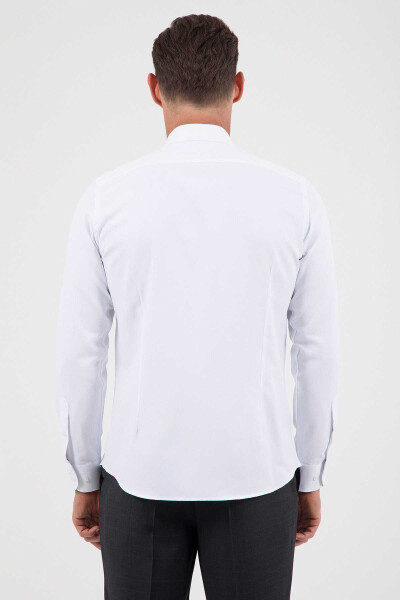 Desenli Slim Fit Beyaz Gömlek - 4