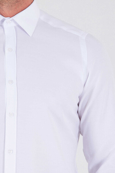 Desenli Slim Fit Beyaz Gömlek - 5