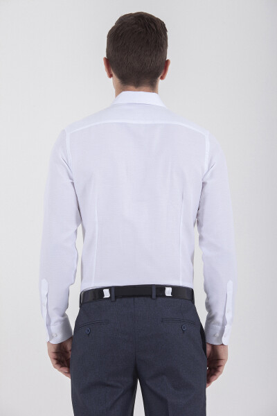 Desenli Slim Fit Beyaz Gömlek - 5