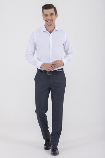 Desenli Slim Fit Beyaz Gömlek - 2