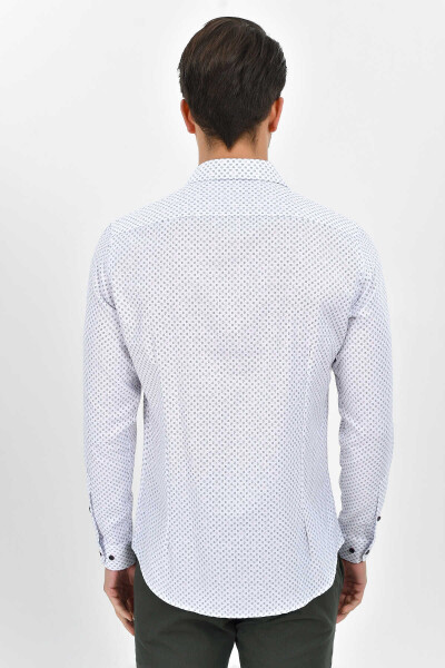 Desenli Slim Fit Beyaz Gömlek - 5