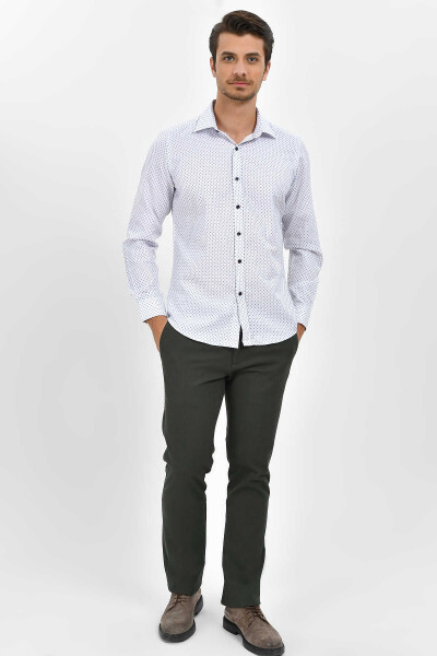 Desenli Slim Fit Beyaz Gömlek - 2