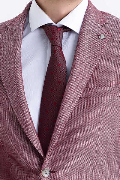 Bordo Slim Fit Desenli Blazer Ceket - 13