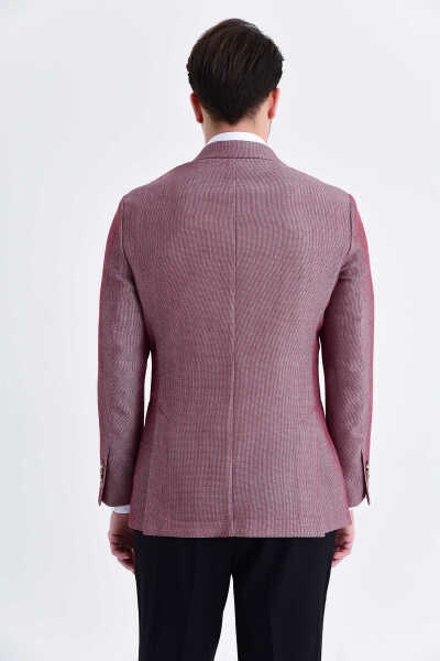 Bordo Slim Fit Desenli Blazer Ceket - 14