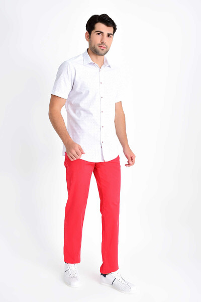 Beyaz Kısa Kol Desenli Gömlek - 2