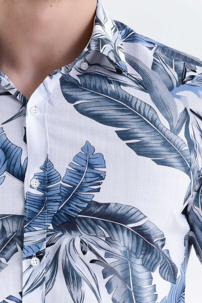 Desenli Slim Fit Gri Gömlek - 5