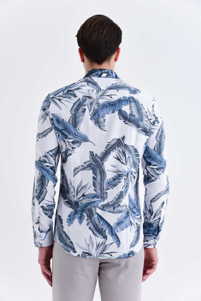 Desenli Slim Fit Gri Gömlek - 4