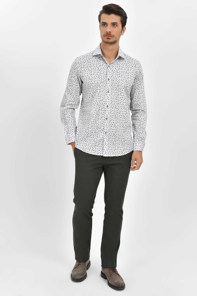 Desenli Slim Fit Gri Gömlek - 2