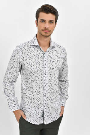 Desenli Slim Fit Gri Gömlek - 6