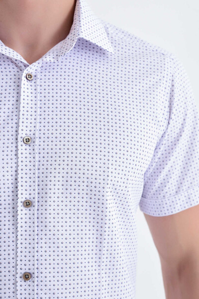 Desenli Slim Fit Kahverengi Gömlek - 4