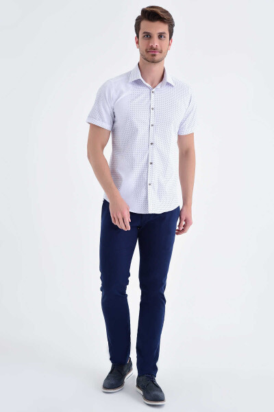 Desenli Slim Fit Kahverengi Gömlek - 2