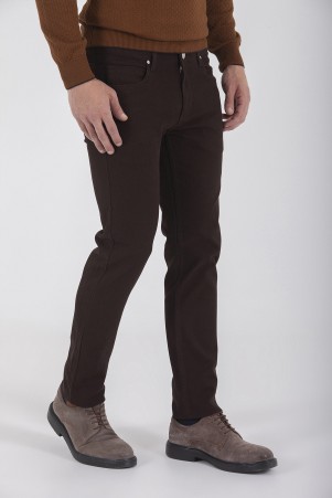 Kahverengi Desenli Slim Fit Pantolon - Thumbnail