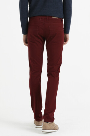 Kırmızı Desenli Slim Fit Pantolon - Thumbnail