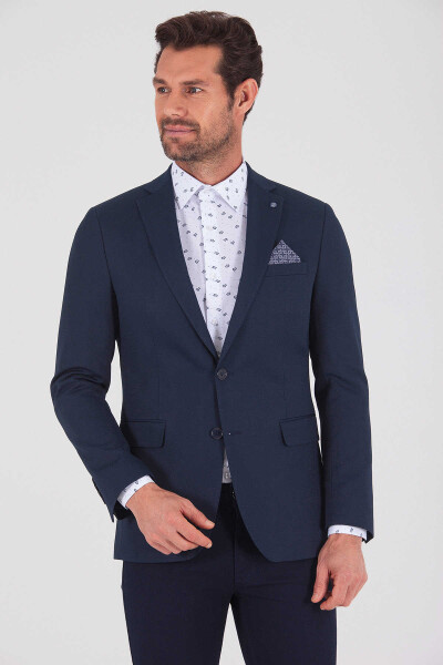 Lacivert Slim Fit Blazer Ceket - 3