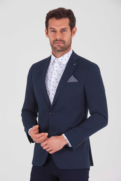 Lacivert Slim Fit Blazer Ceket - 1