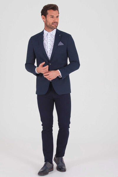 Lacivert Slim Fit Blazer Ceket - 2