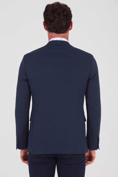 Lacivert Slim Fit Blazer Ceket - 4