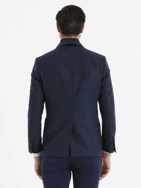 Desenli Slim Fit Lacivert Ceket - 8
