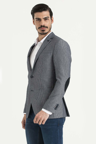 Desenli Slim Fit Lacivert Ceket - 3