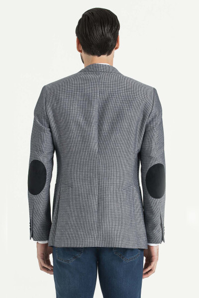 Desenli Slim Fit Lacivert Ceket - 4
