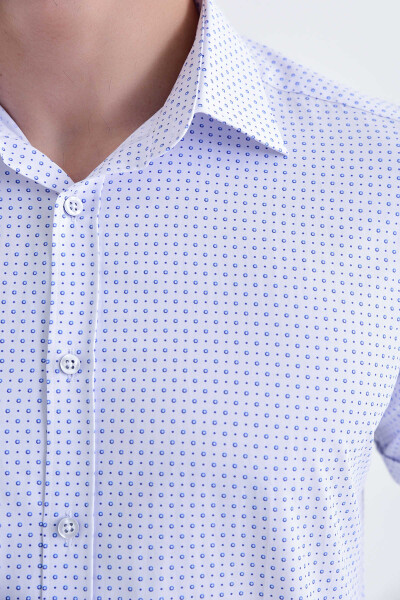 Desenli Slim Fit Lacivert Gömlek - 4