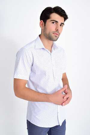 Kısa Kol Lacivert Desenli Gömlek - 6