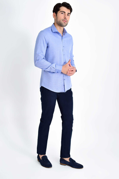 A.Lacivert D. Desenli Slim Fit Gömlek - 2