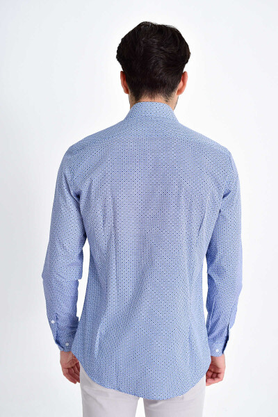 Desenli Slim Fit Lacivert Gömlek - 3