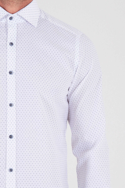 Beyaz Desenli Slim Fit Gömlek - 5