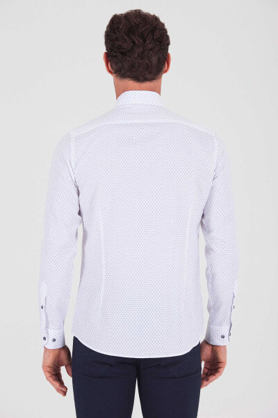 Beyaz Desenli Slim Fit Gömlek - 4
