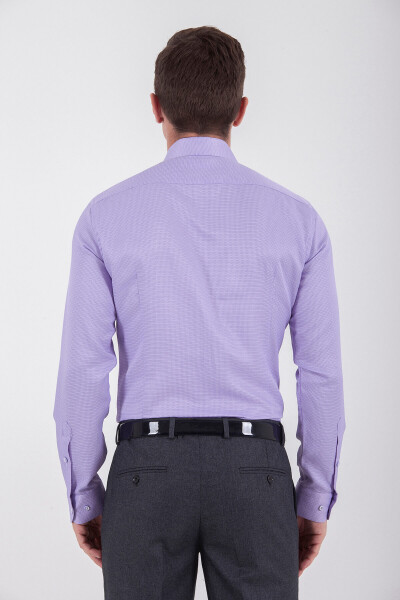 Desenli Slim Fit Lila Gömlek - 4