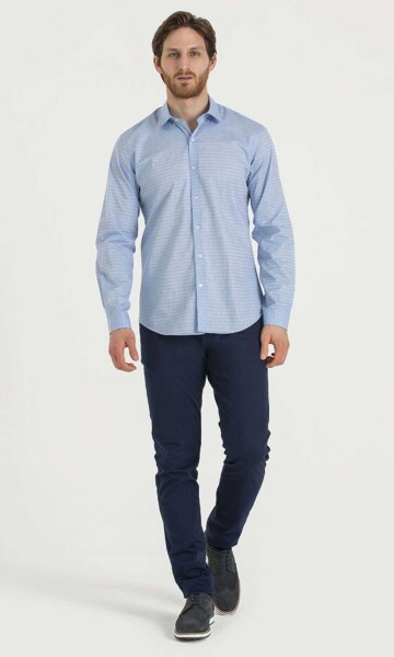 Mavi Desenli Slim Fit Gömlek - 2