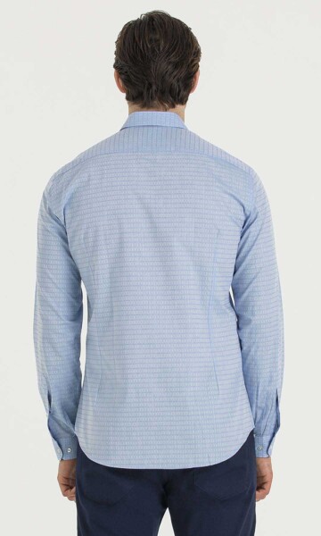 Mavi Desenli Slim Fit Gömlek - 4