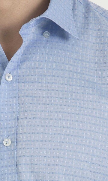 Mavi Desenli Slim Fit Gömlek - 5