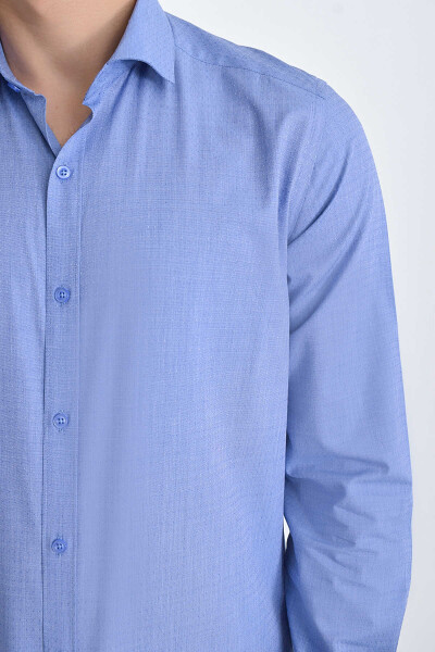 Mavi Desenli Slim Fit Gömlek - 4
