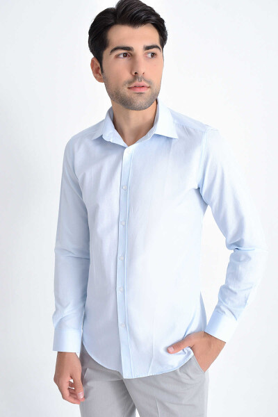 Mavi Desenli Slim Fit Gömlek - 1