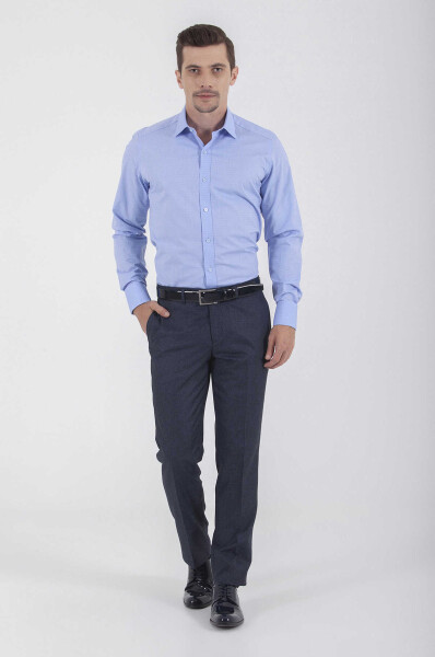 Mavi Slim Fit Desenli 100% Pamuk Uzun Kol Manşetli Gömlek - 2