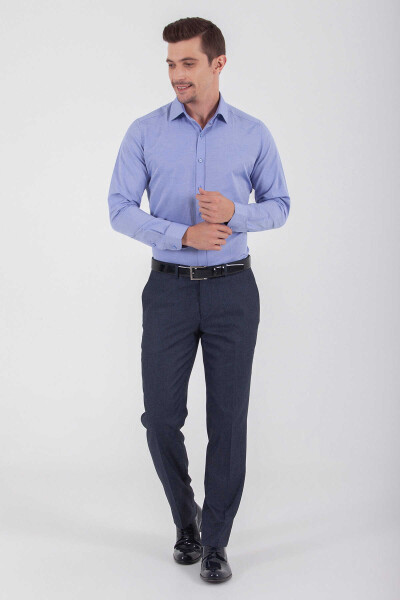 Mavi Çizgili Slim Fit Gömlek - 2