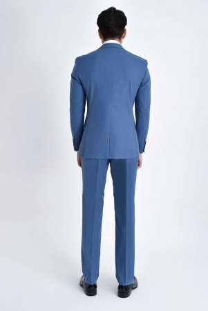 Mavi Desenli Slim Fit Takım Elbise - Thumbnail